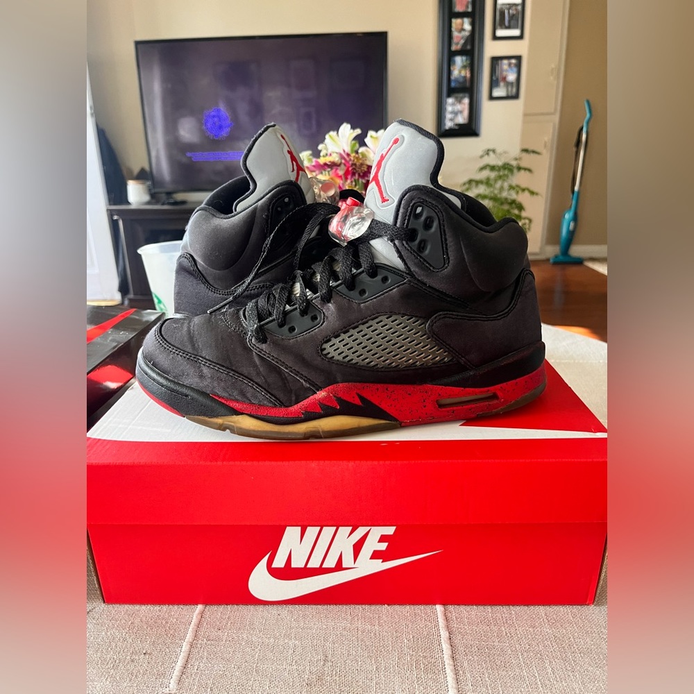 Satin red Jordan 5s